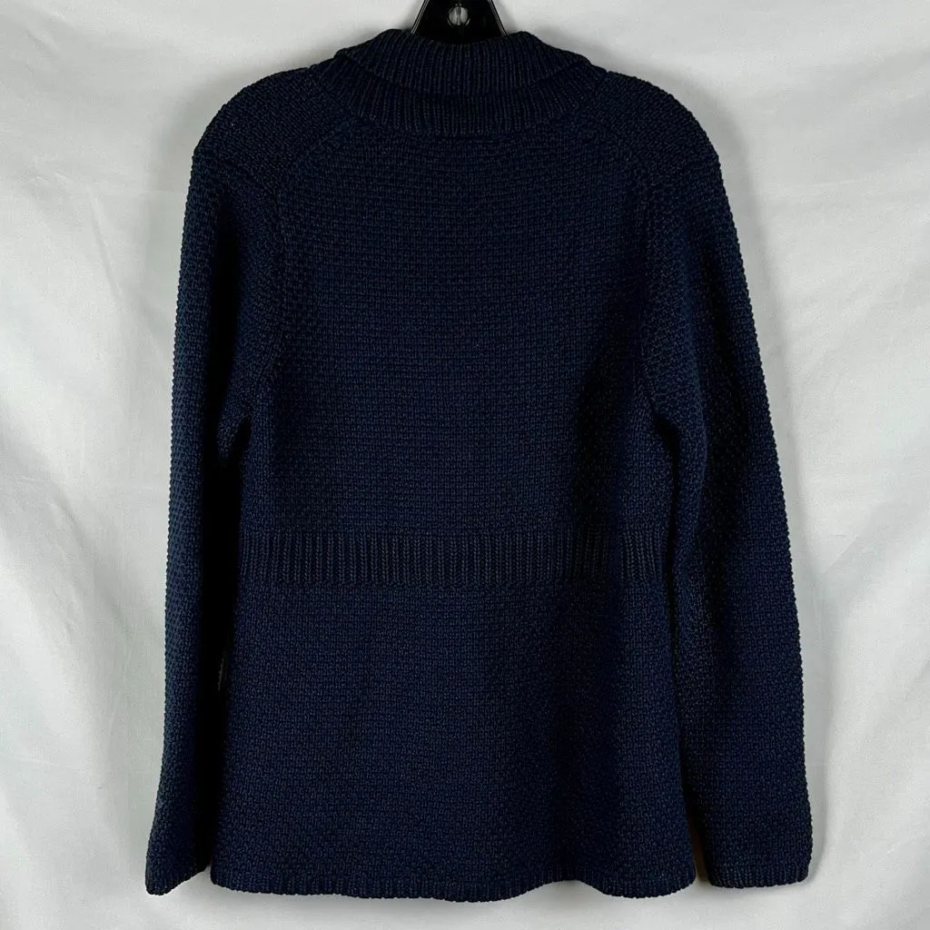 Boden Navy Textured Knit Collar Three Front Buttons Cardigan 12 Blue - Image 2