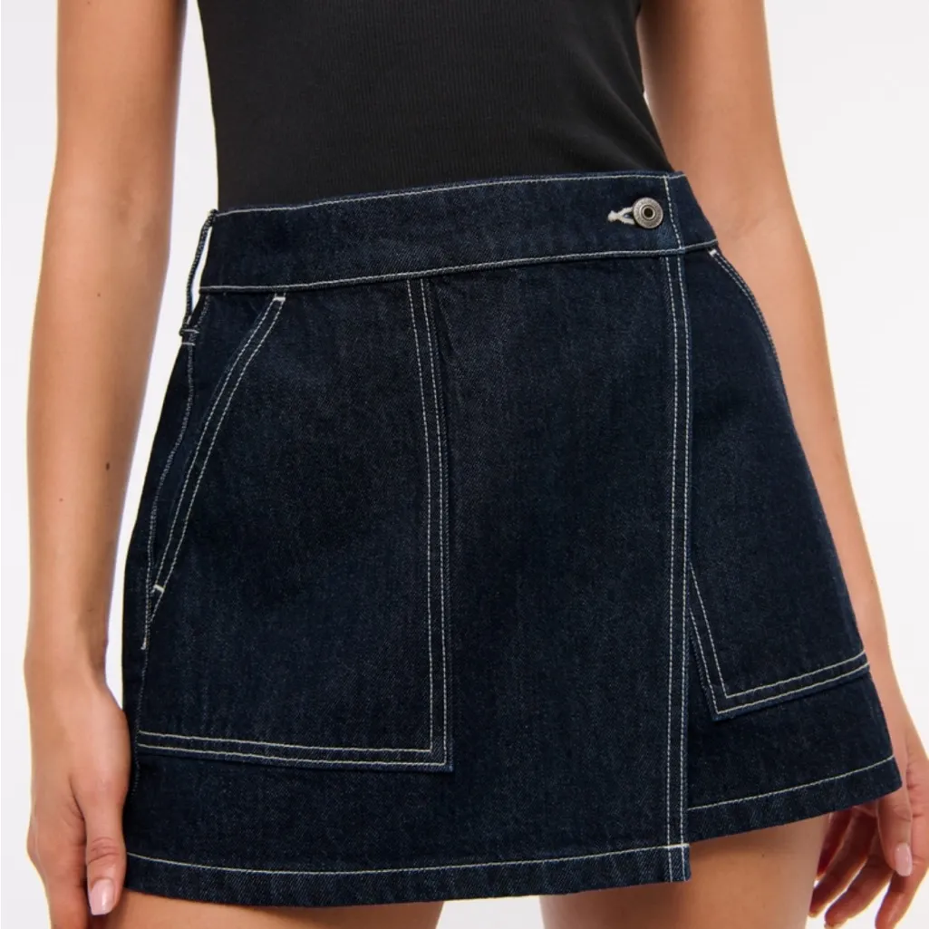 Dark Blue Denim Mini Skirt - Image 5