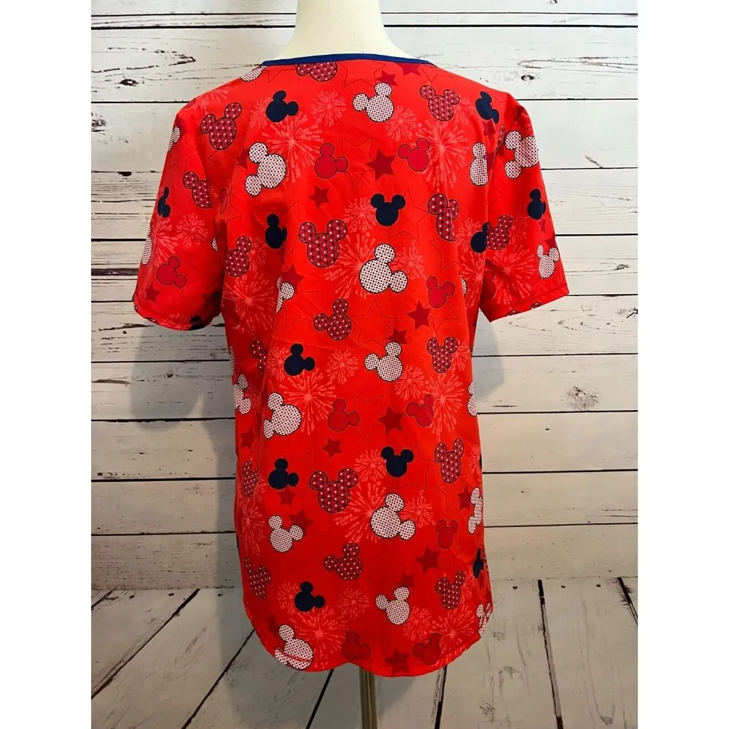 Disney Mickey Mouse Scrub Shirt Top Large Nursing Uniform Vet‎ Dental USA Stars - Image 4