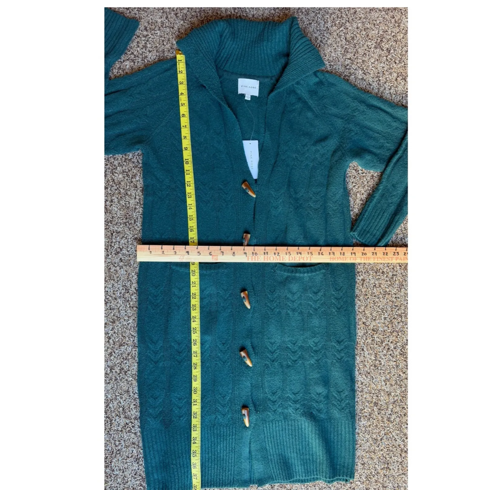 NWT Pink Rose Long Cable Knit Button-Front Duster Cardigan Dress Coatigan | S - Image 6