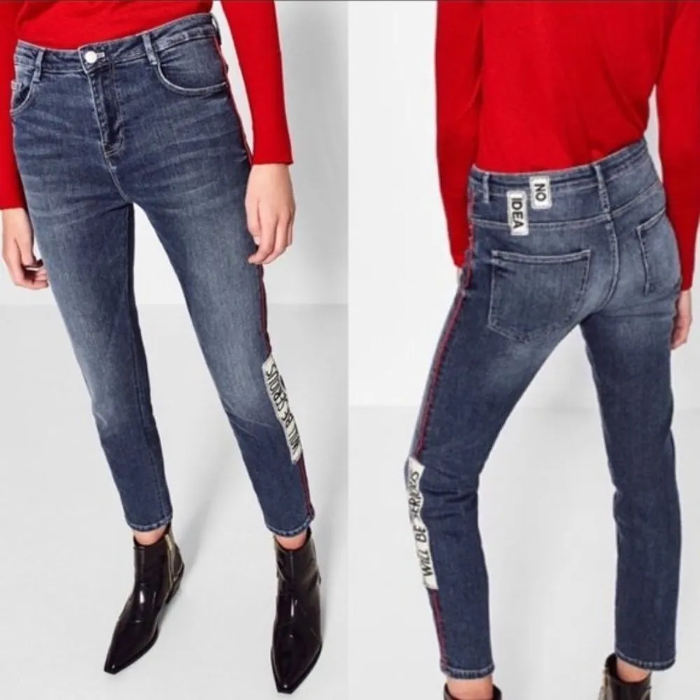 Zara‎ Will Be Serious Slouchy Patched Jeans Sz 6 - Image 2