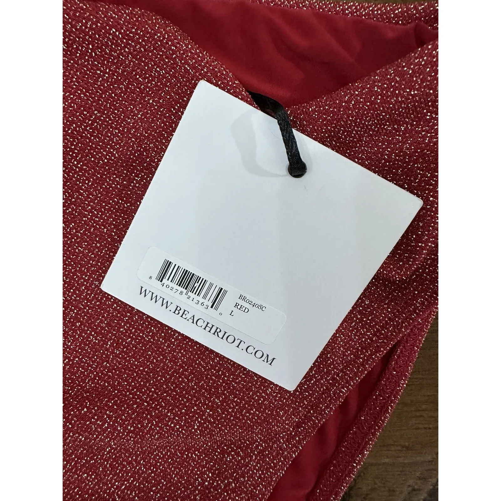 Free People x Beach Riot Cutout One-Piece Swimsuit Glitter Red Large NWT $178 - Image 5