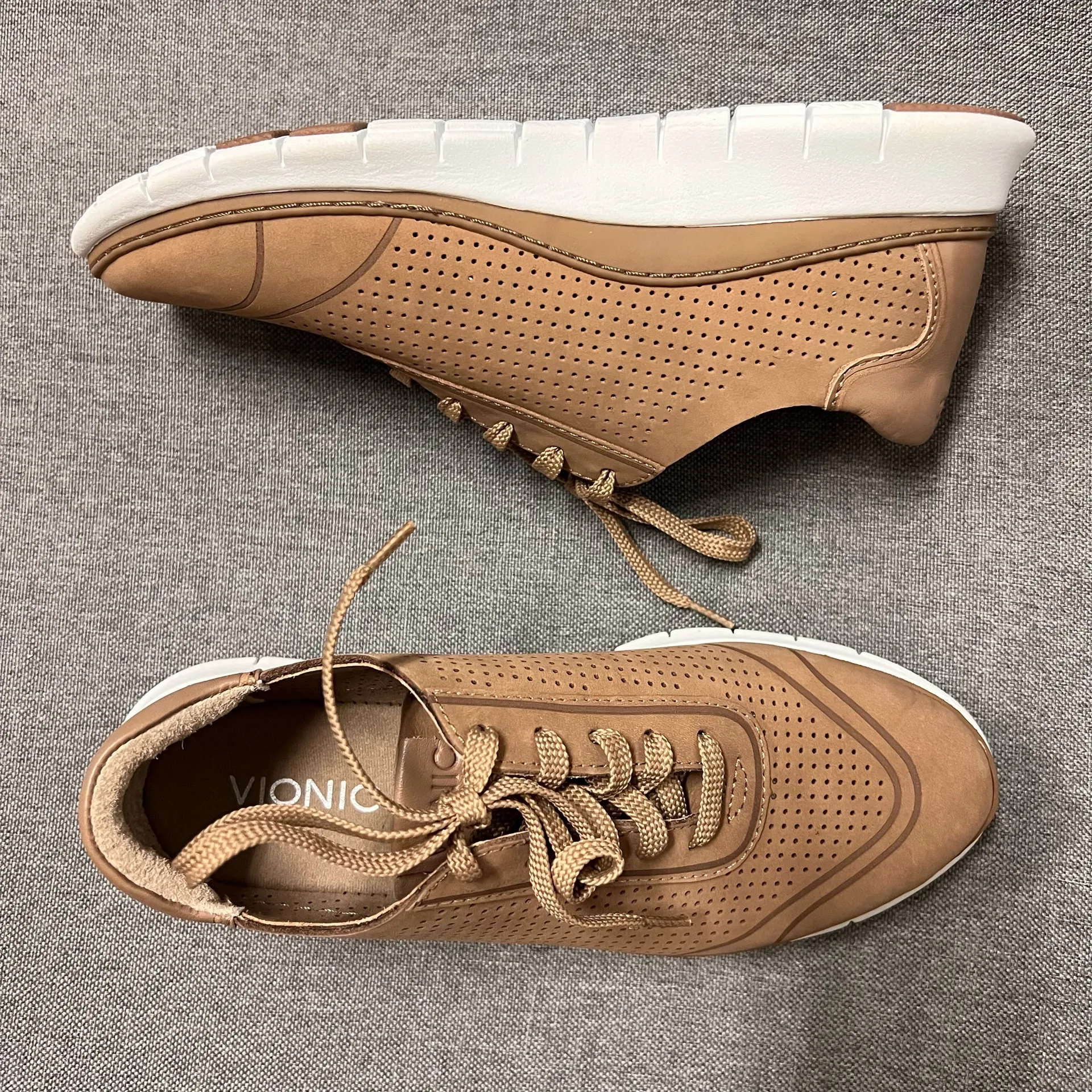 Vionic Womens Fresh Riley Lace Up Shoes Sneakers Brown Nubuck Leather 8 Vented - Image 7