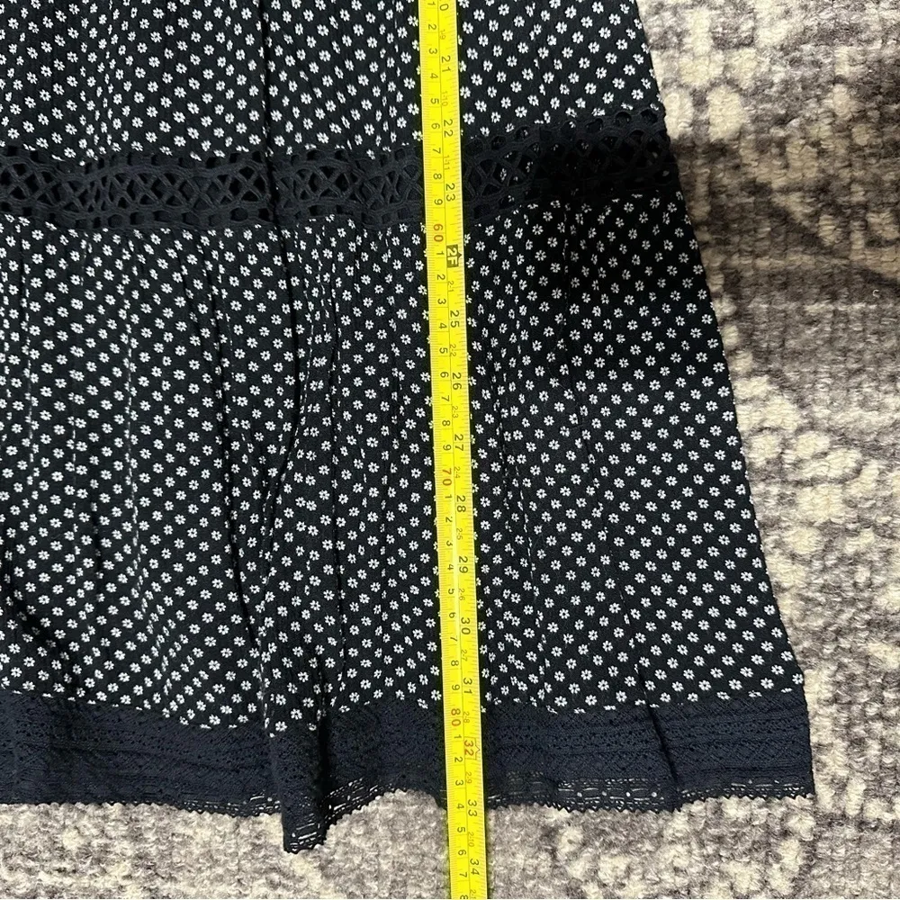 Free People Women’s Size XS Black White Crochet Insert Trim Retro Kitty Dress - Image 13