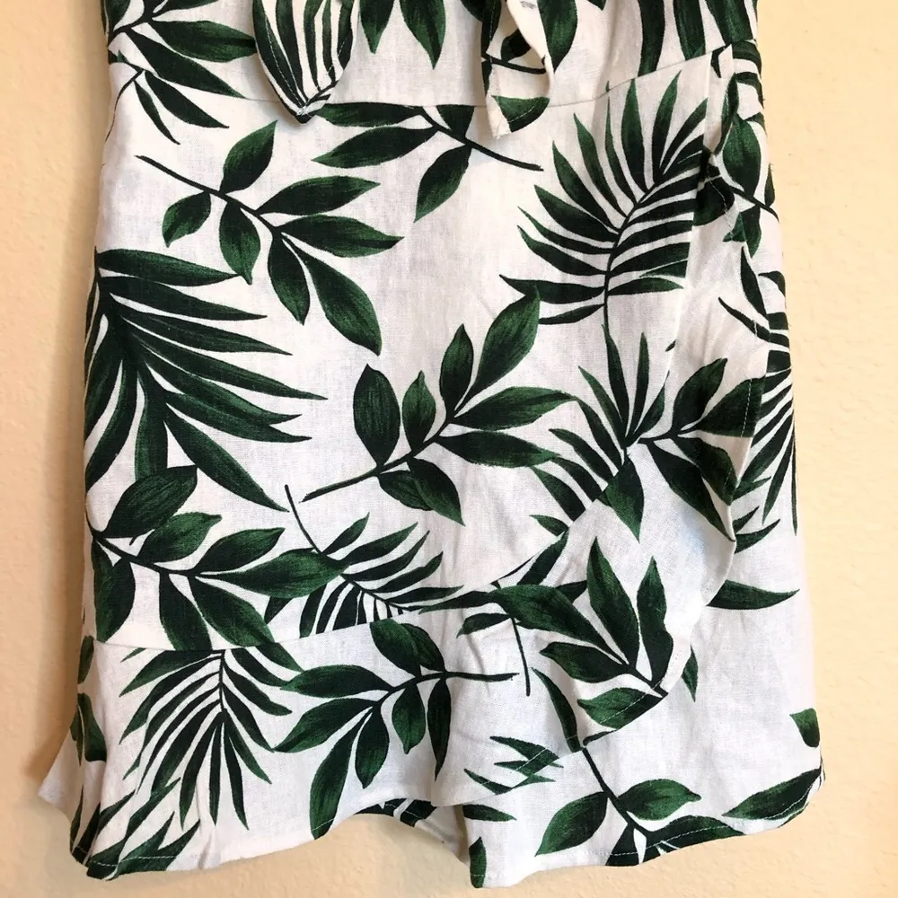 NEW LUSH Linen Blend Leaf Print Romper S - Image 4