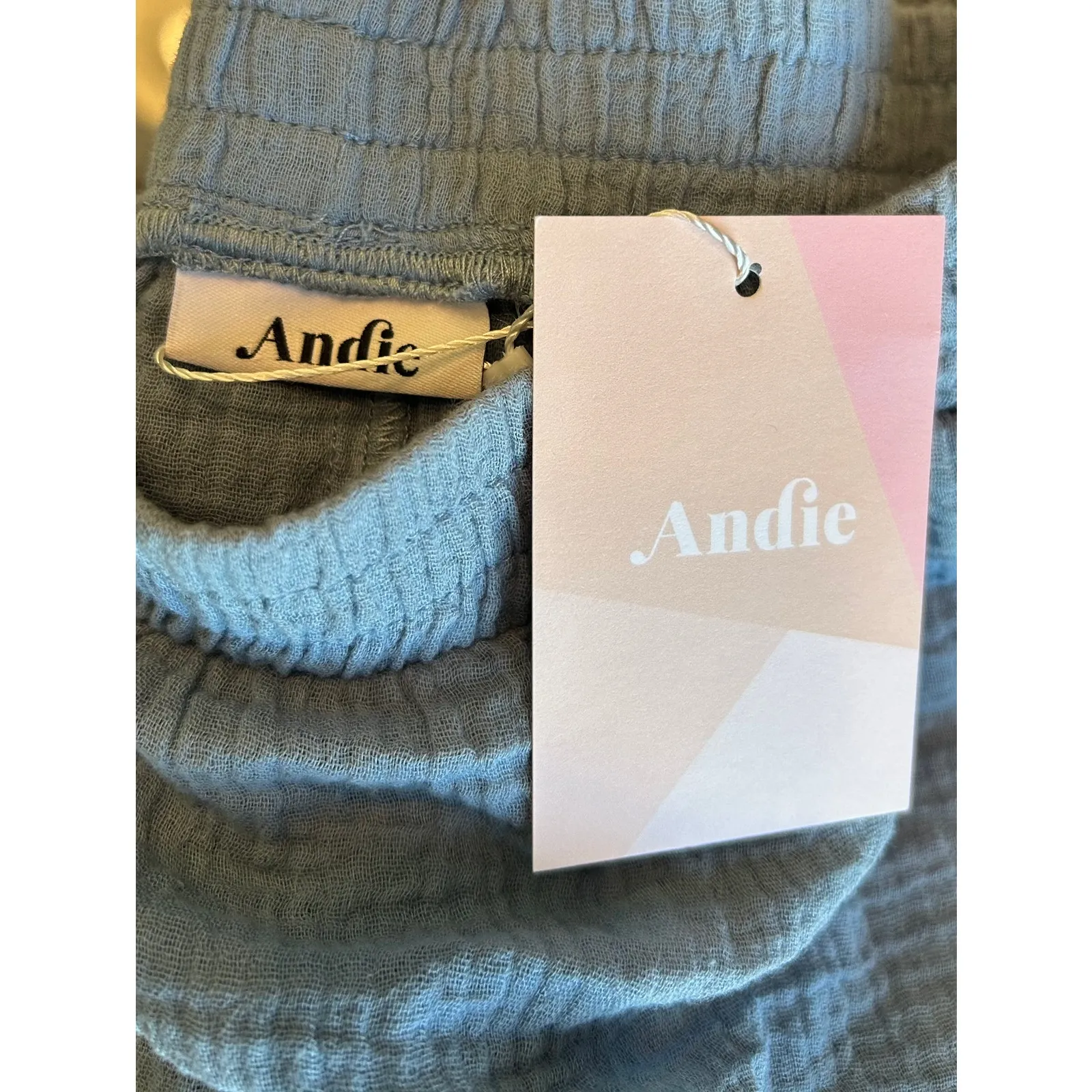 Andie Swim Cotton Guaze Mullins Short in Oceanview Blue S NWT - Image 5