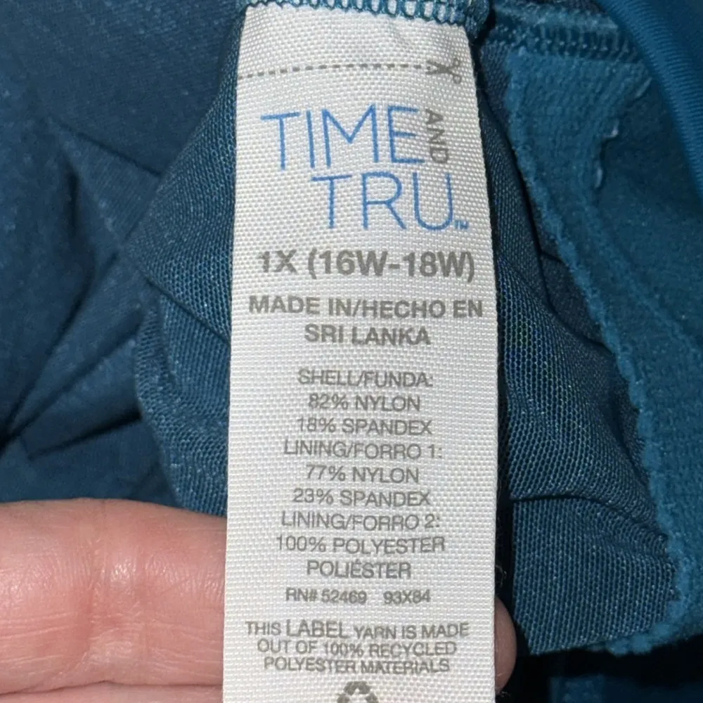 Time & Tru One Piece Swimsuit with Belted Detail Teal Blue Women’s 1X 16 - Image 9