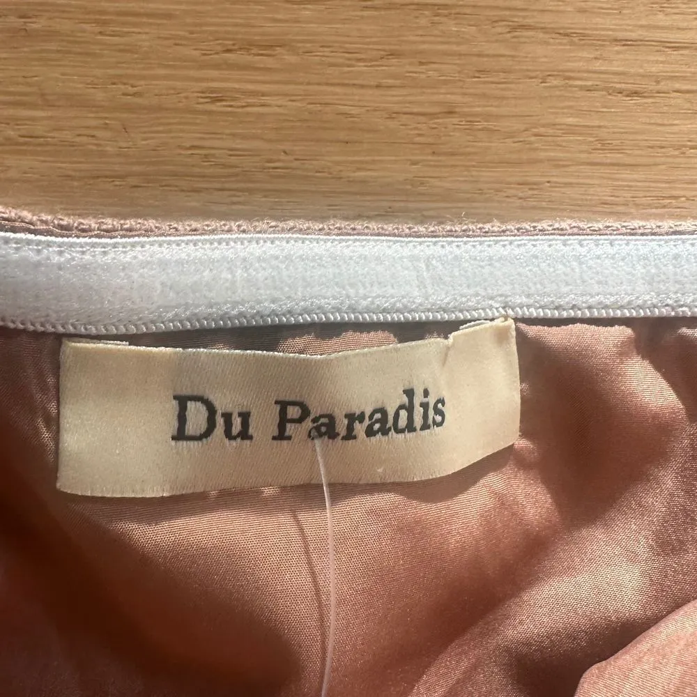 Du Paradis XS Strapless Linen & Cotton Dress in‎ Walnut Tan - Image 3