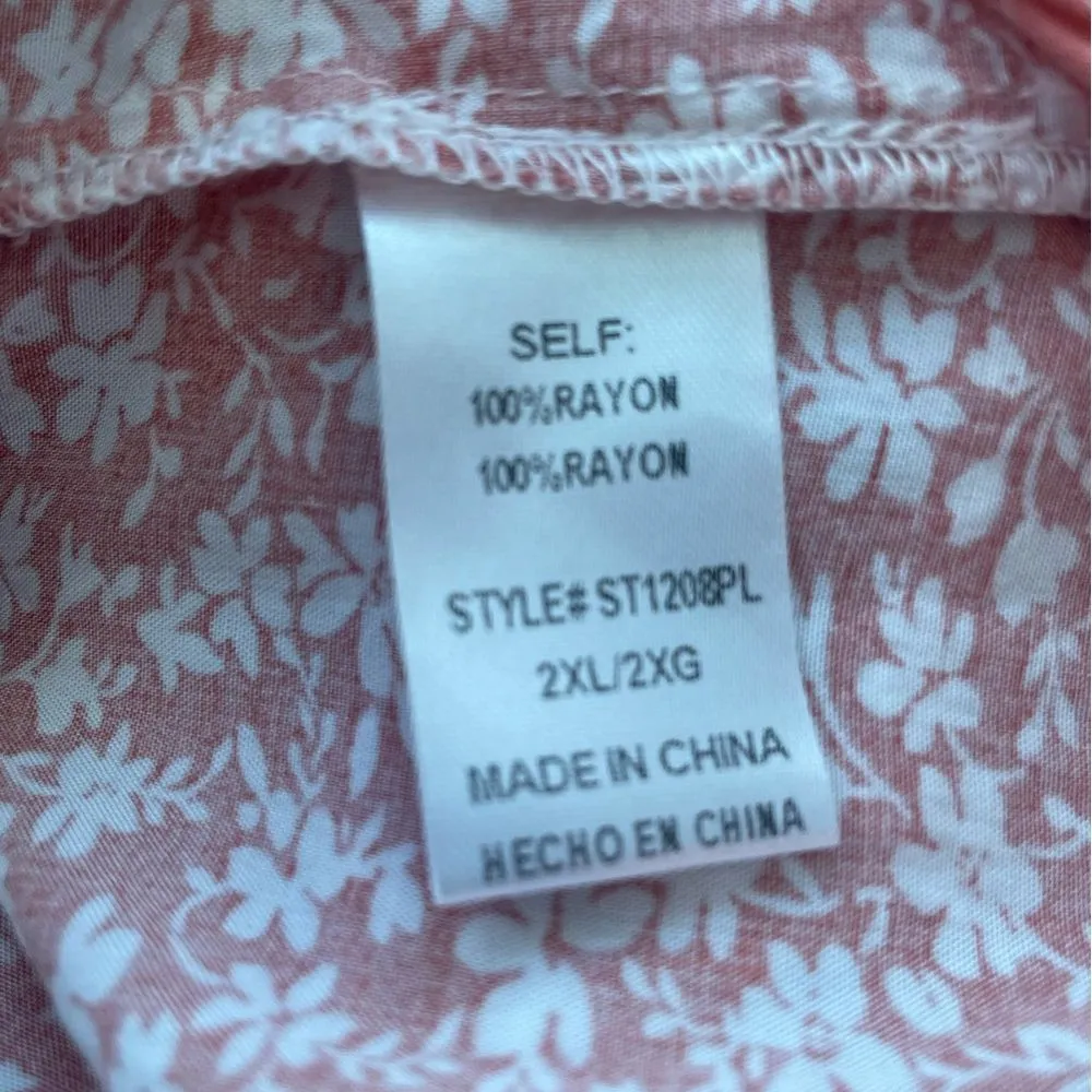 Floral peach/pink Women's Top Pink Size 2X - Image 8