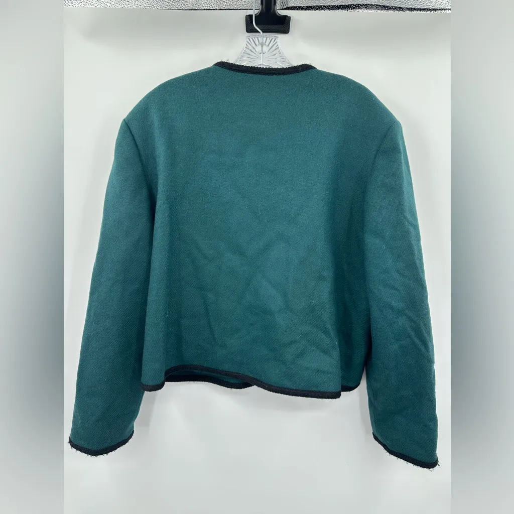 Pendleton Women's Green w/ Black Trim Wool Button Up Front Blazer Size - Image 2