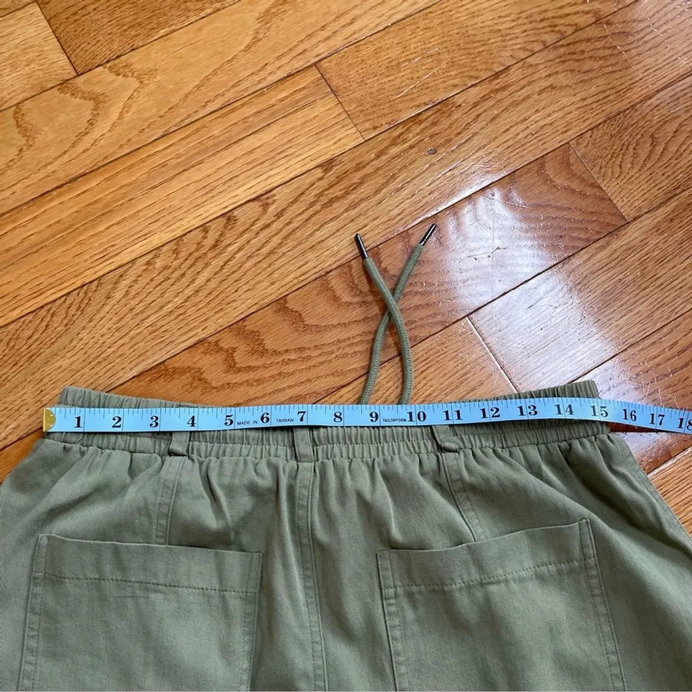 7 For All Mankind baggy cargo pants olive green khaki cotton drawstring Sz M - Image 7