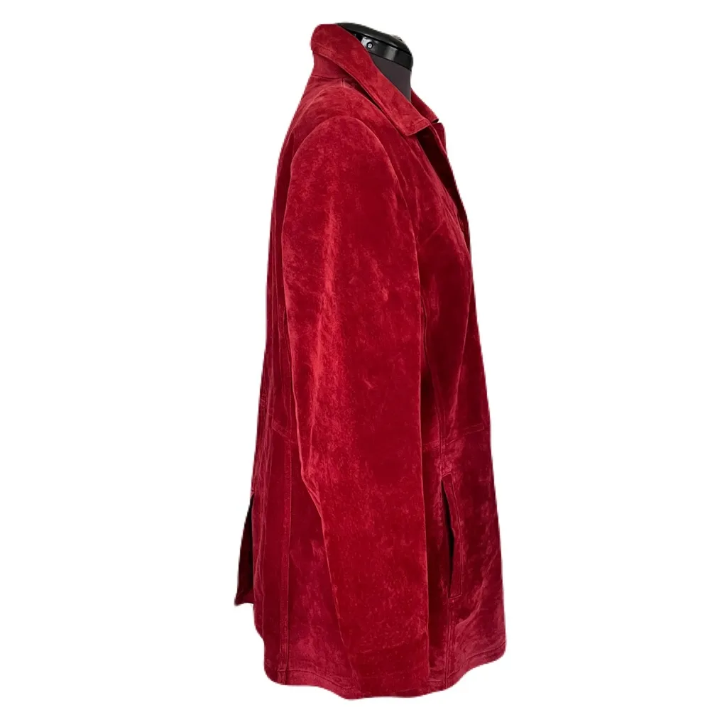 Bernardo Cranberry Red Suede Jacket, Size L - Image 2