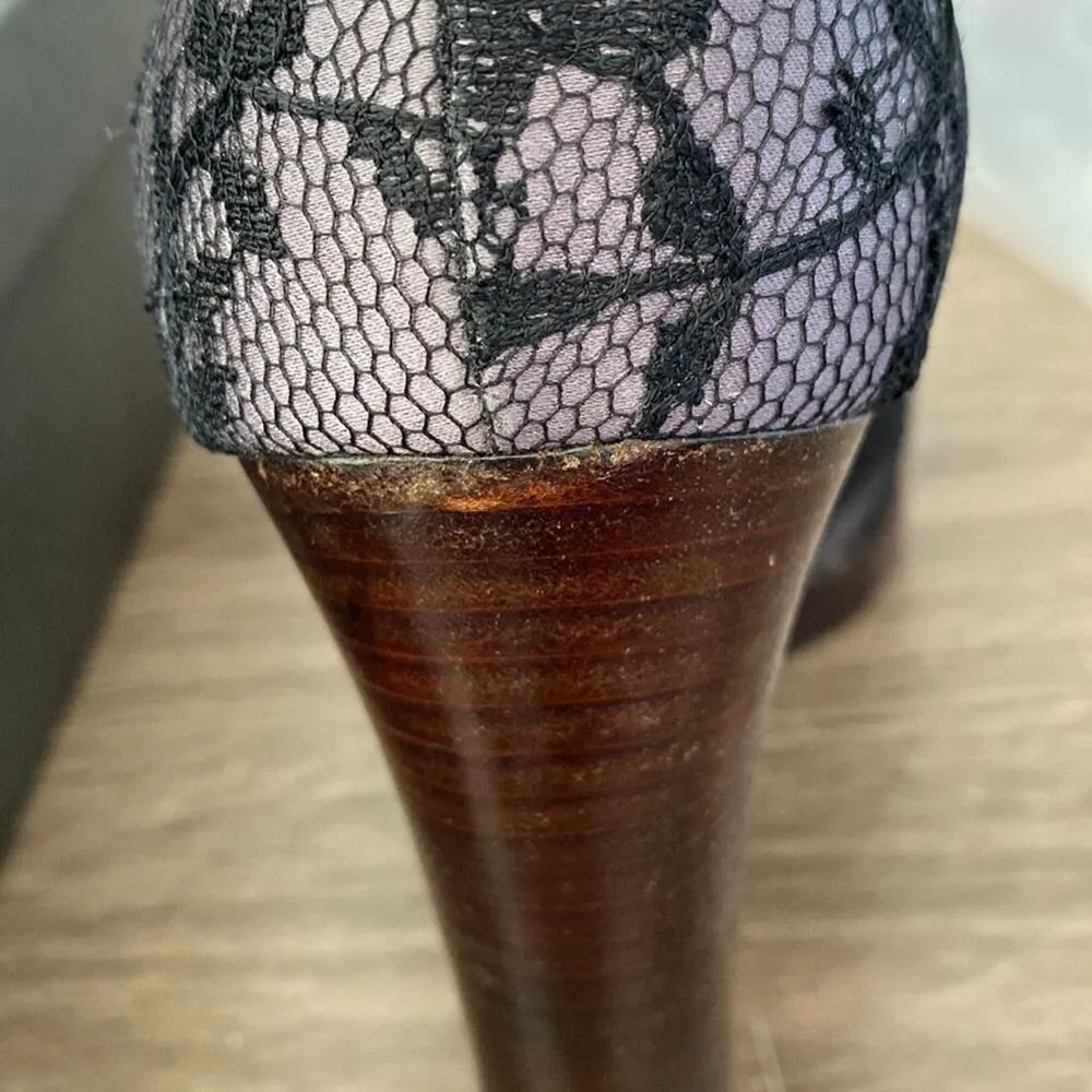 Gucci x Tom Ford Floral Lace Print Lavender Purple Block Heels size 38 size 8 - Image 8