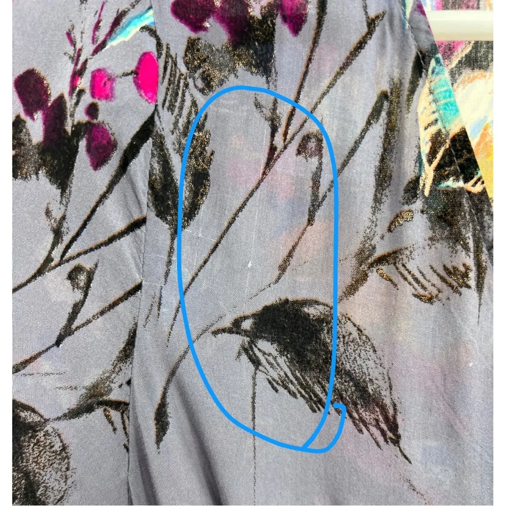 Umgee crossover cotton blend S gray floral shorts romper jumper flare sleeve - Image 4