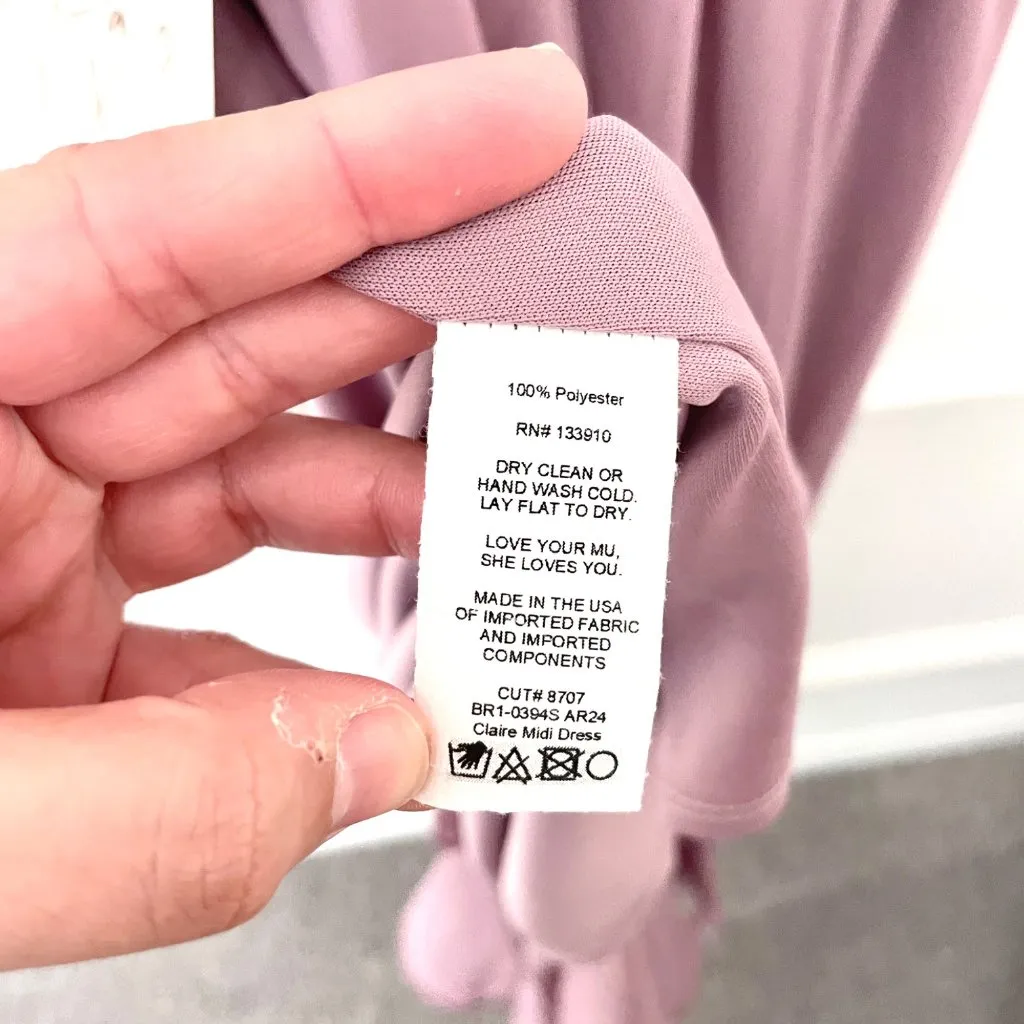 NWT Show Me Your Mumu Claire Midi Dress Neutral Mauve Chiffon Size S - Image 11