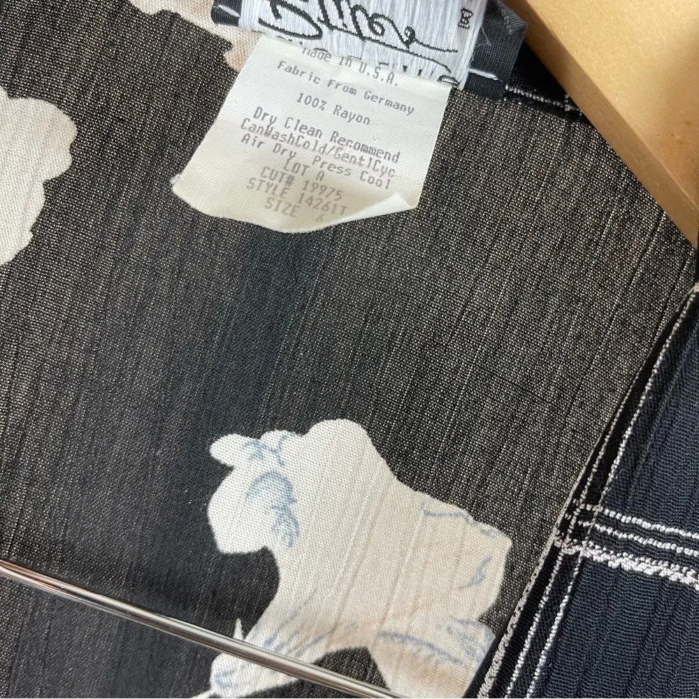 Vintage Carole Little 6 Petite 80's Floral Geometric Plaid Multi Print Blazer Black Size 6P - Image 8