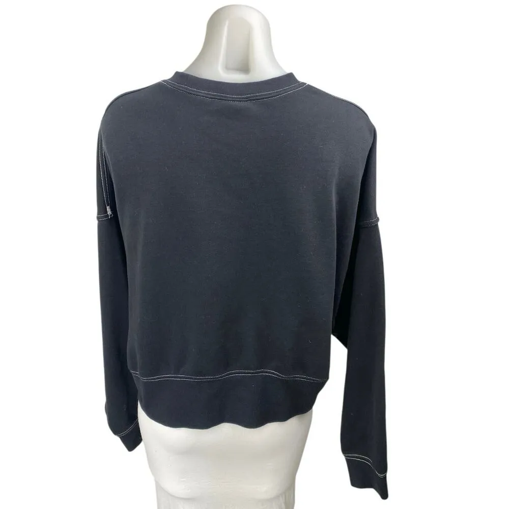 Nike Women's Black Logo Long Sleeve Crew Neck Oversized Sweatshirt Shirt Top S - Image 2