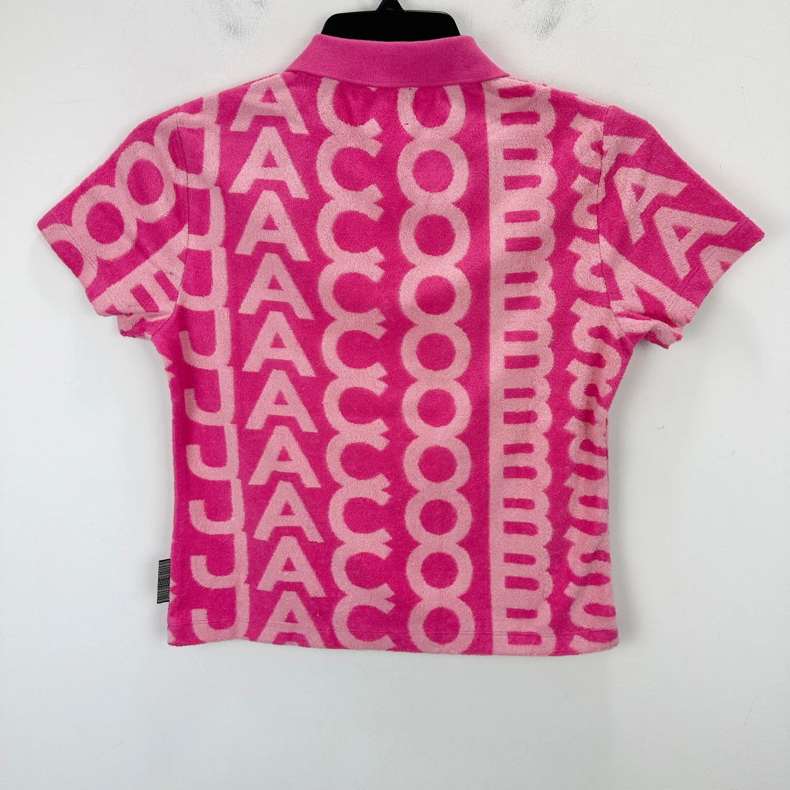Marc Jacobs Monogram Terry Polo Shirt Pink Resort Cotton Blend Medium NWT - Image 10