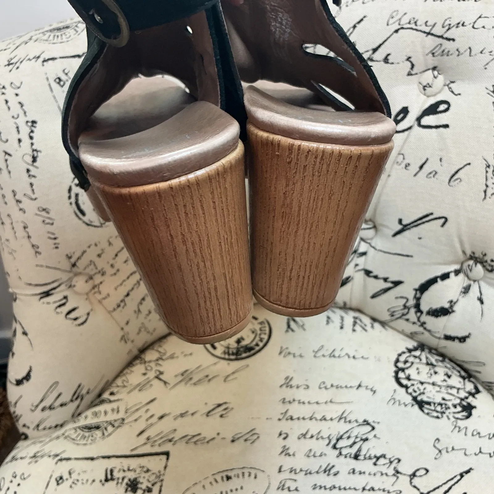 Dansko Demetra Black‎ Block Heel Leather Sandel Wood Platform  Sz EU 41 US sz 10 - Image 6