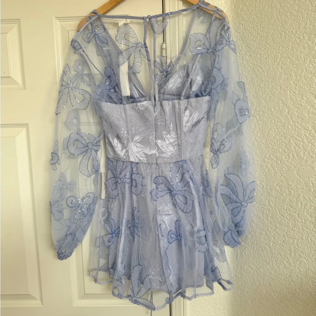 For Love & Lemons Presley Mini Tulle Dress Bow Lavender Purple Blue Fairy Tale - Image 8