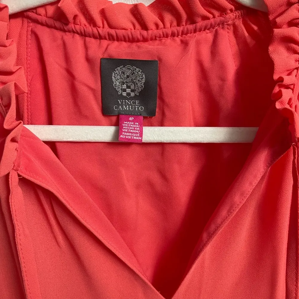 NWT Vince Camuto Chiffon Pleated Sleeve Float Dress, Size 4P - Image 5