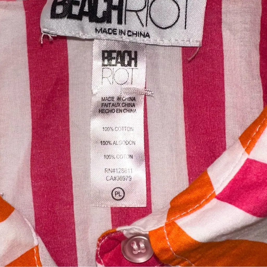 Beach Riot • Alexa Coverup Button Down Top Shirt Petite Large PL Sunset Stripes - Image 7