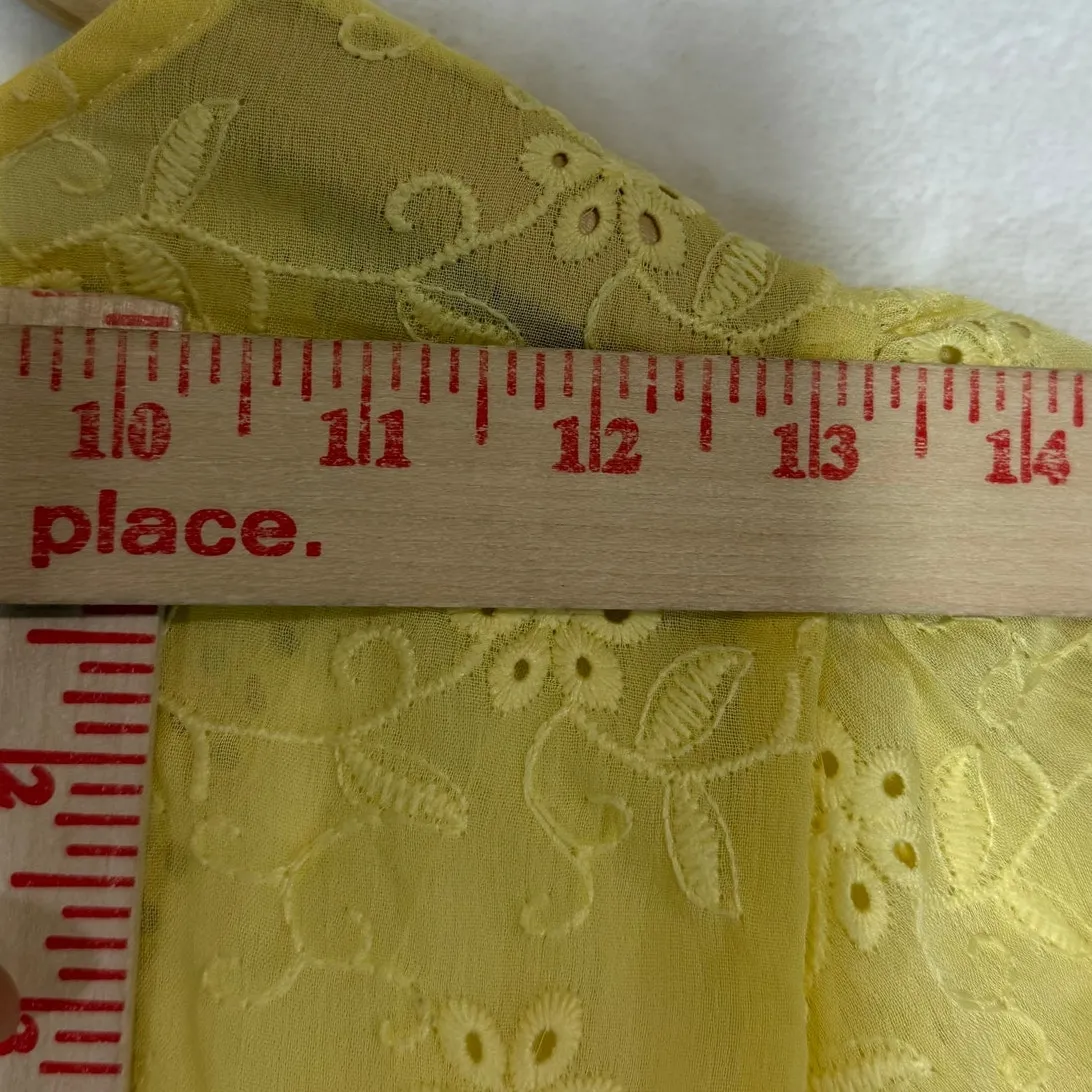 Rose‎ & Grey M Yellow Eyelet Lace Crop Top Ruffle Cottage Coquette Softgirl Cute Size M - Image 8
