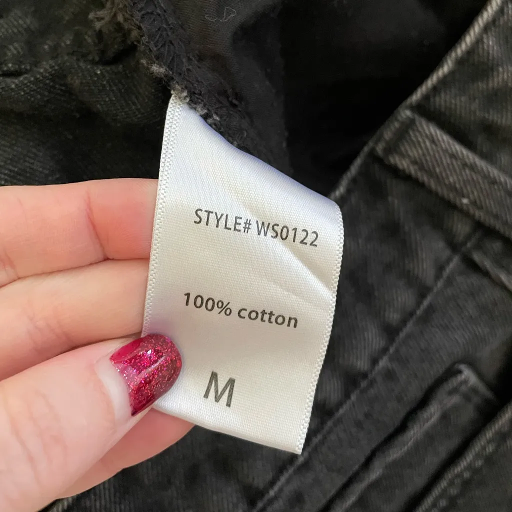 Windsor Distressed Black Jean Shorts High Waisted Size M - Image 4