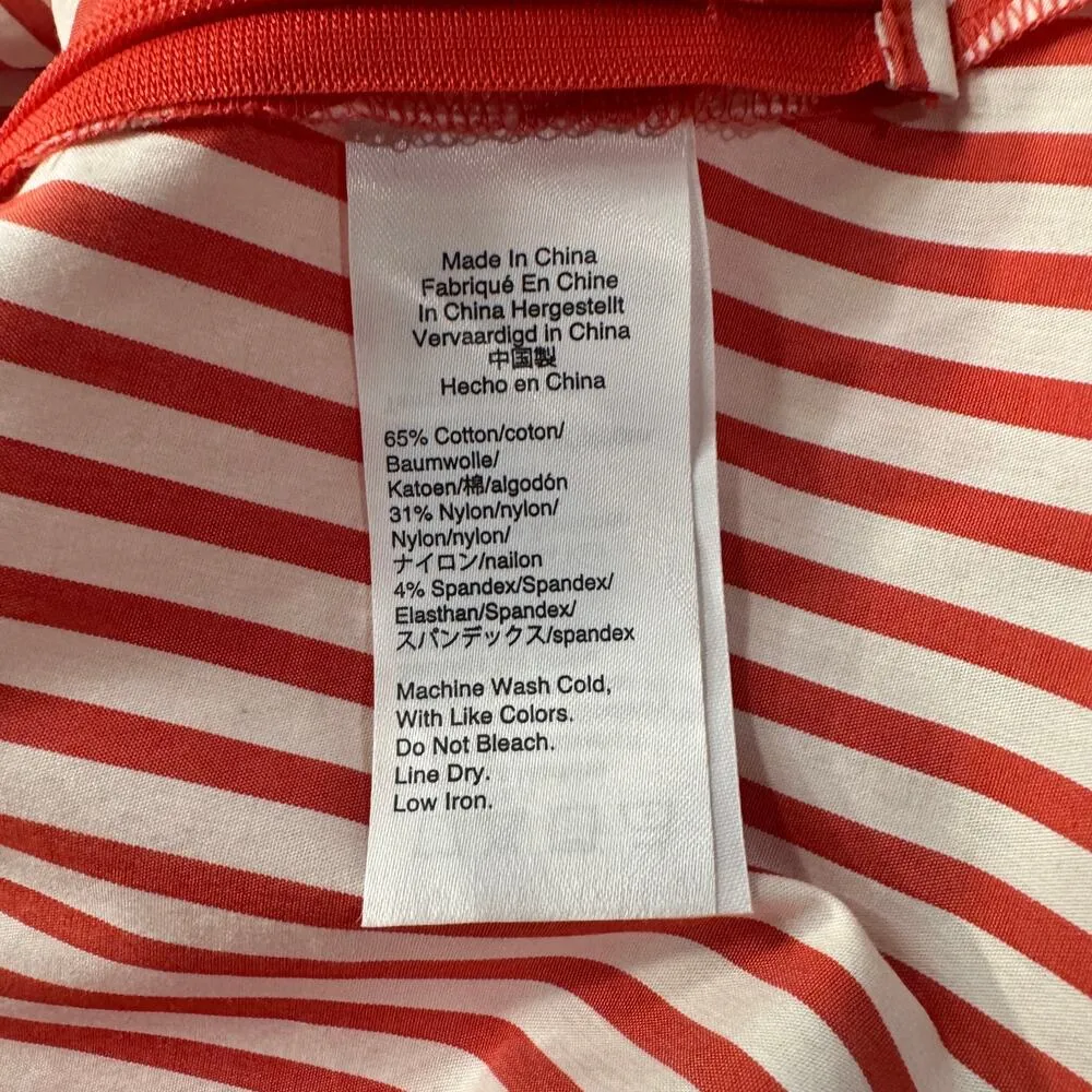 Universal Standard for J Crew X-Small Poplin Top Striped V-Neck 3/4 Tie Sleeves - Image 9