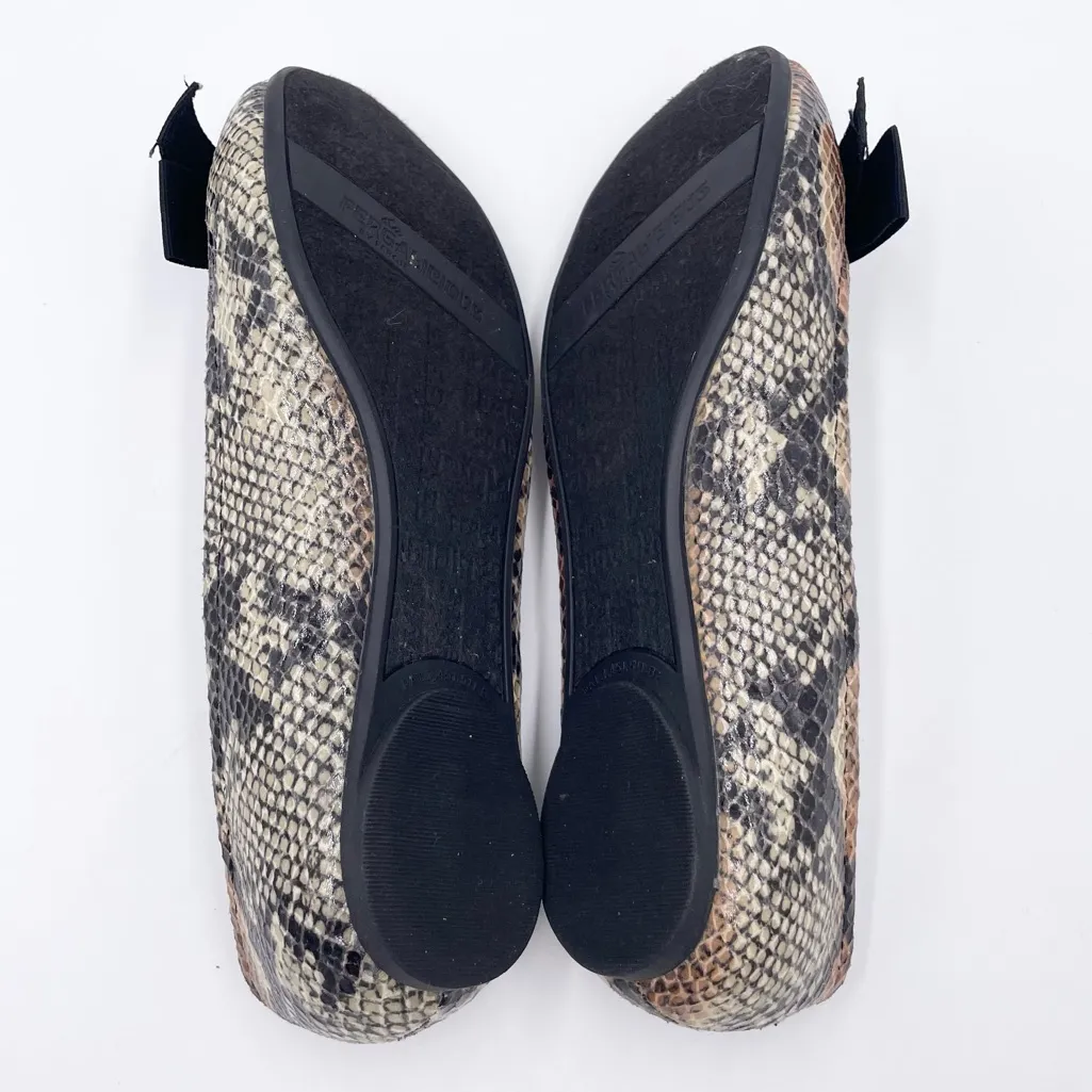 Fergalicious Twinkle Ballet Flats Size 9 Faux Snakeskin Ribbon Bow Jewel Toe Y2K - Image 9