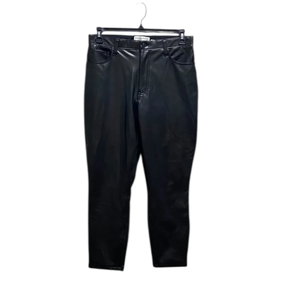 Abercrombie & Fitch Skinny High Rise Vegan Leather Pants Black Size 12/31 - Image 2