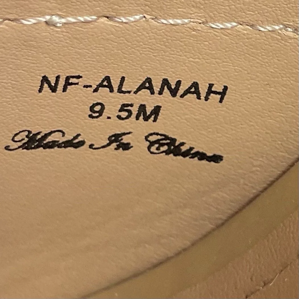 NYDJ Gold Mules Alanah Block Heel Leather Sandals Slip On Sz 9.5 *See Desc* - Image 8