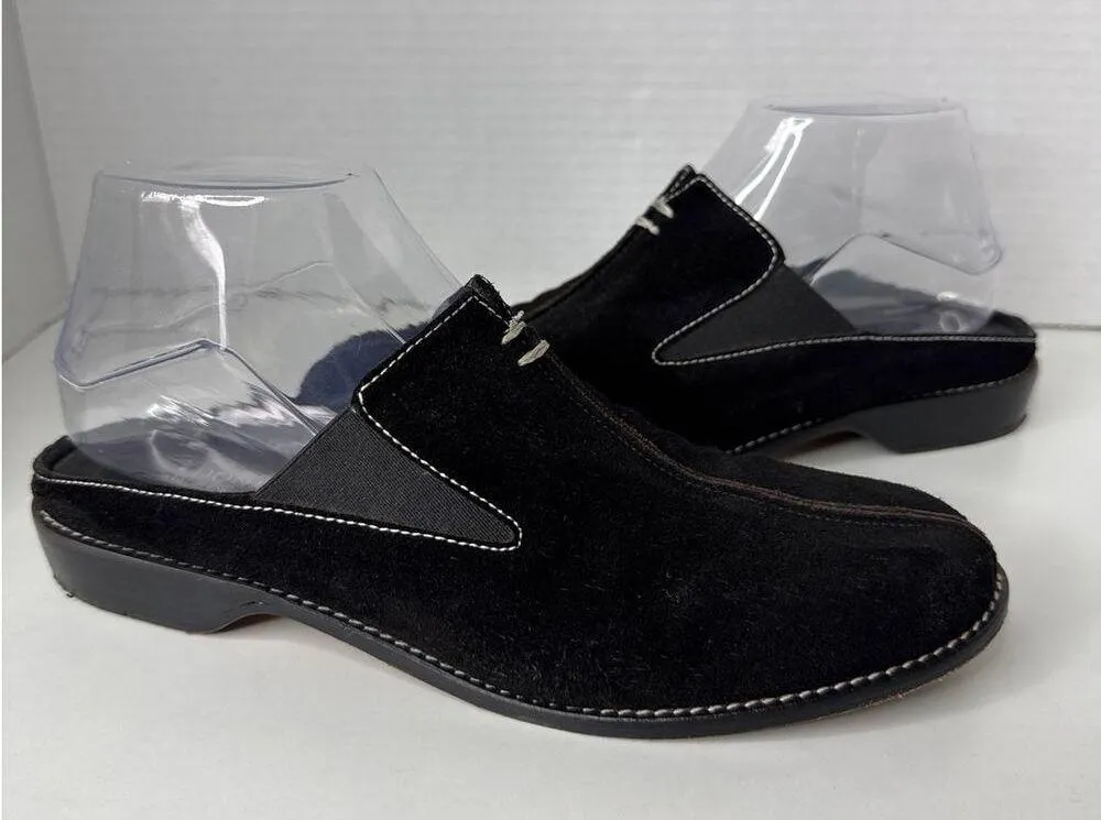 Donald J. Pliner Suede Slip On Black Mule Loafers Shoes 7.5 - Image 2