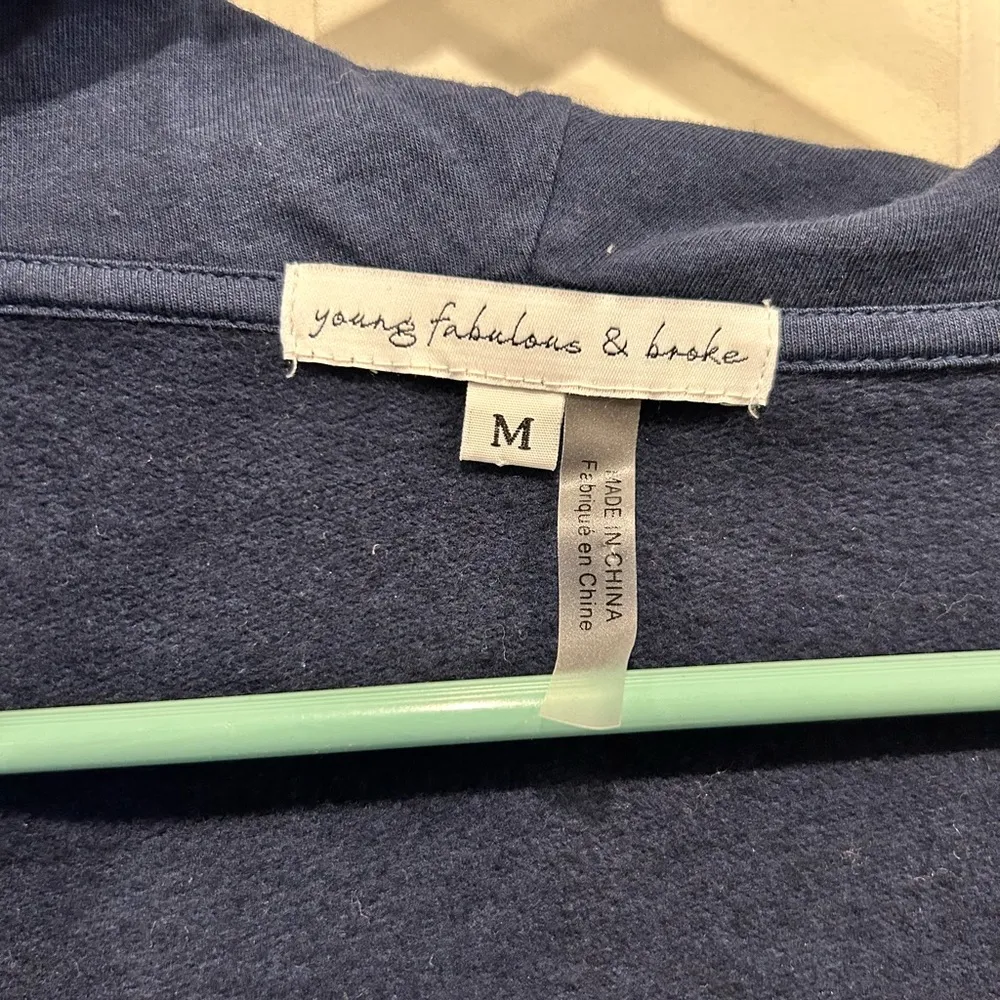 Young Fabulous & Broke Piper Hoodie Blue Tie Dye Funnel Cowl Neck Cropped Medium - Image 4