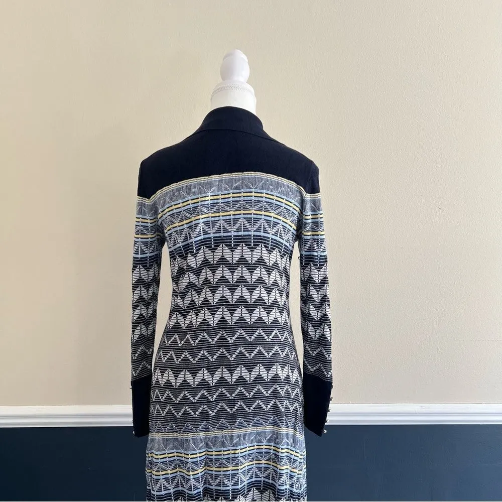 TED BAKER Holliis Chevron Sweater Knit Collared Polo Midi Dress - Image 10