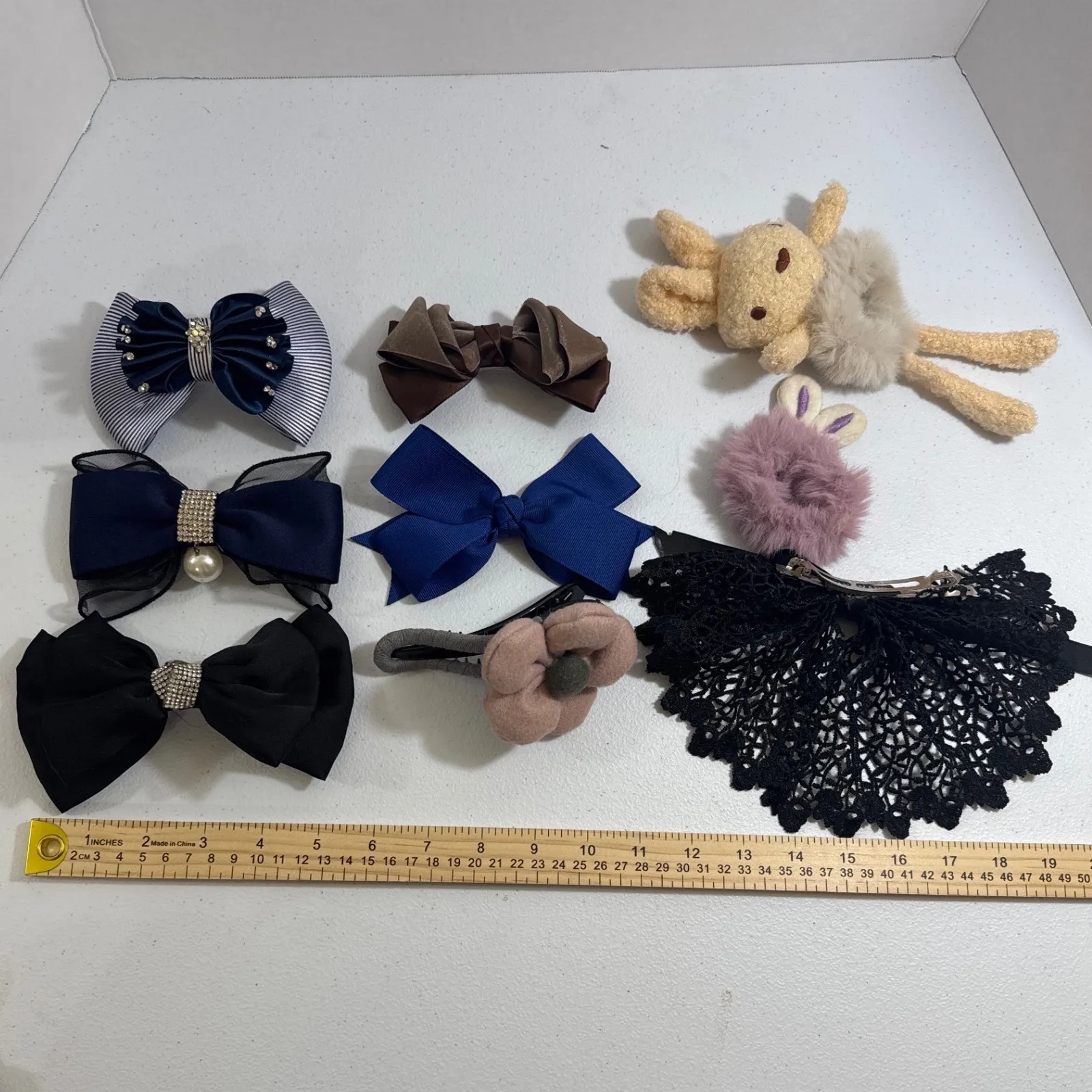 Handmade Bunny Rabbit Plush Hair Accessories Scrunchies Bows Clips Girls Women Black - Image 10
