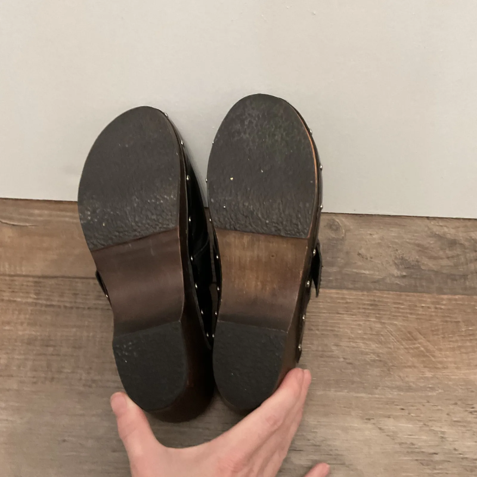 Michael Kors Black Leather Studded Buckle Clog Mules Women's Size 8M - Image 3