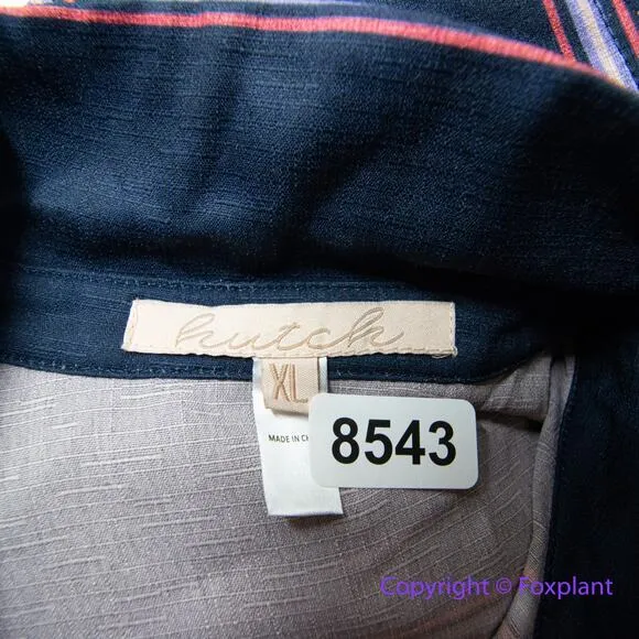 Hutch navy blue stripes shirt dress collar,‎ women size XL - Image 13