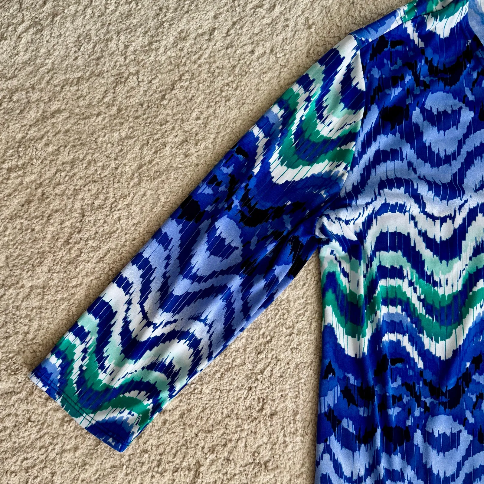 Travelers Duster cardigan 3/4 Sleeve Jersey Small Chicos Size 0 resort Blue - Image 2