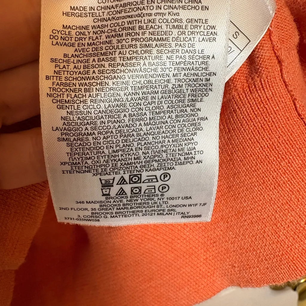 Brooks Brothers Coral Supima Cotton V-Neck Sweater Classic Preppy Size Small - Image 6