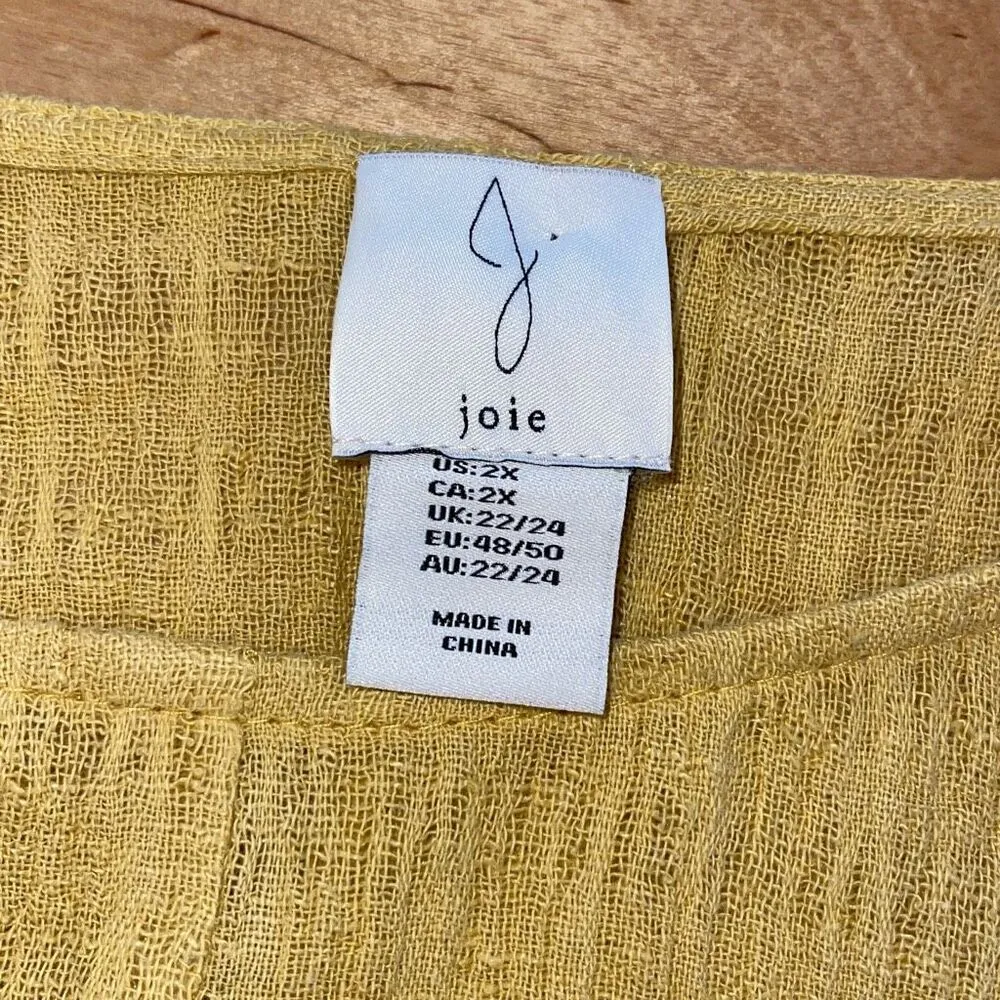 Joie NWT Women Top Shirt Blouse Linen Cotton Contrast Gauze Lagenlook Plus Sz 2X - Image 5