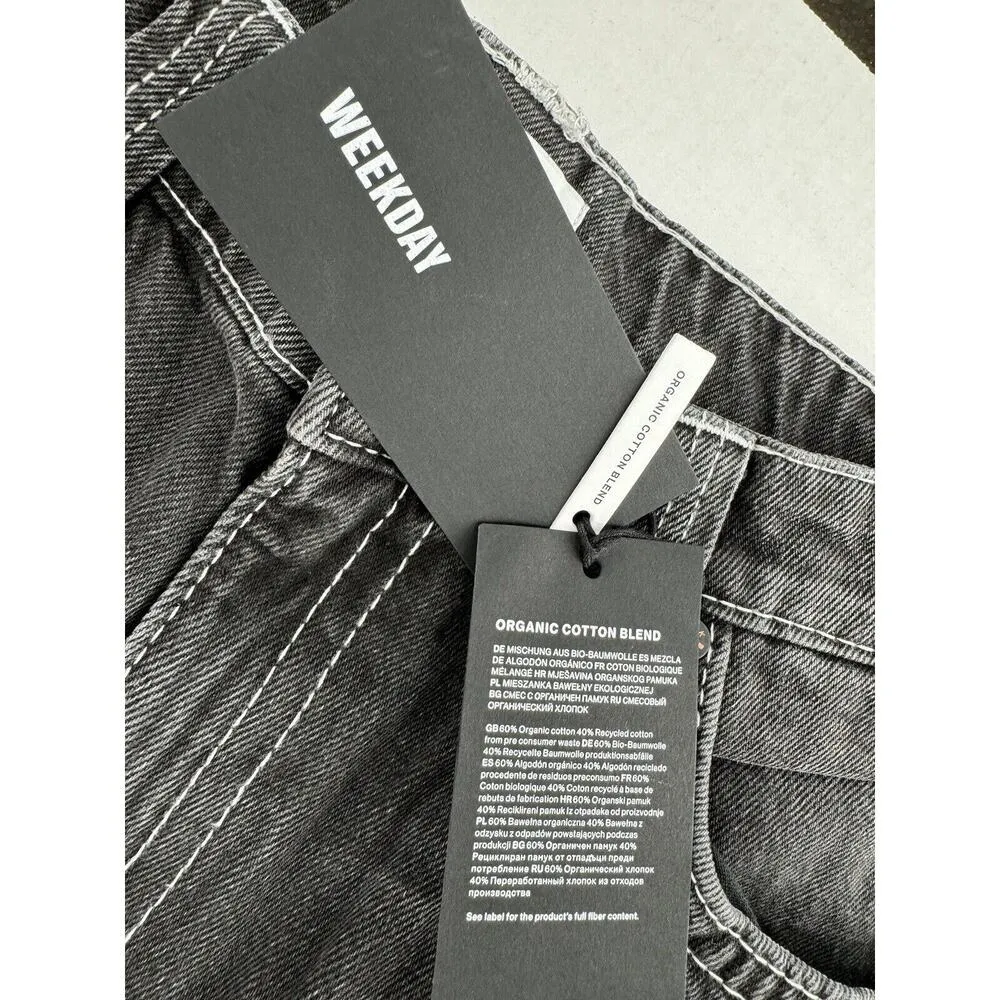 Weekday Jeans Women Size 28 Duchess Baggy Low Rise Black Wide Leg Grunge Y2K​ - Image 6