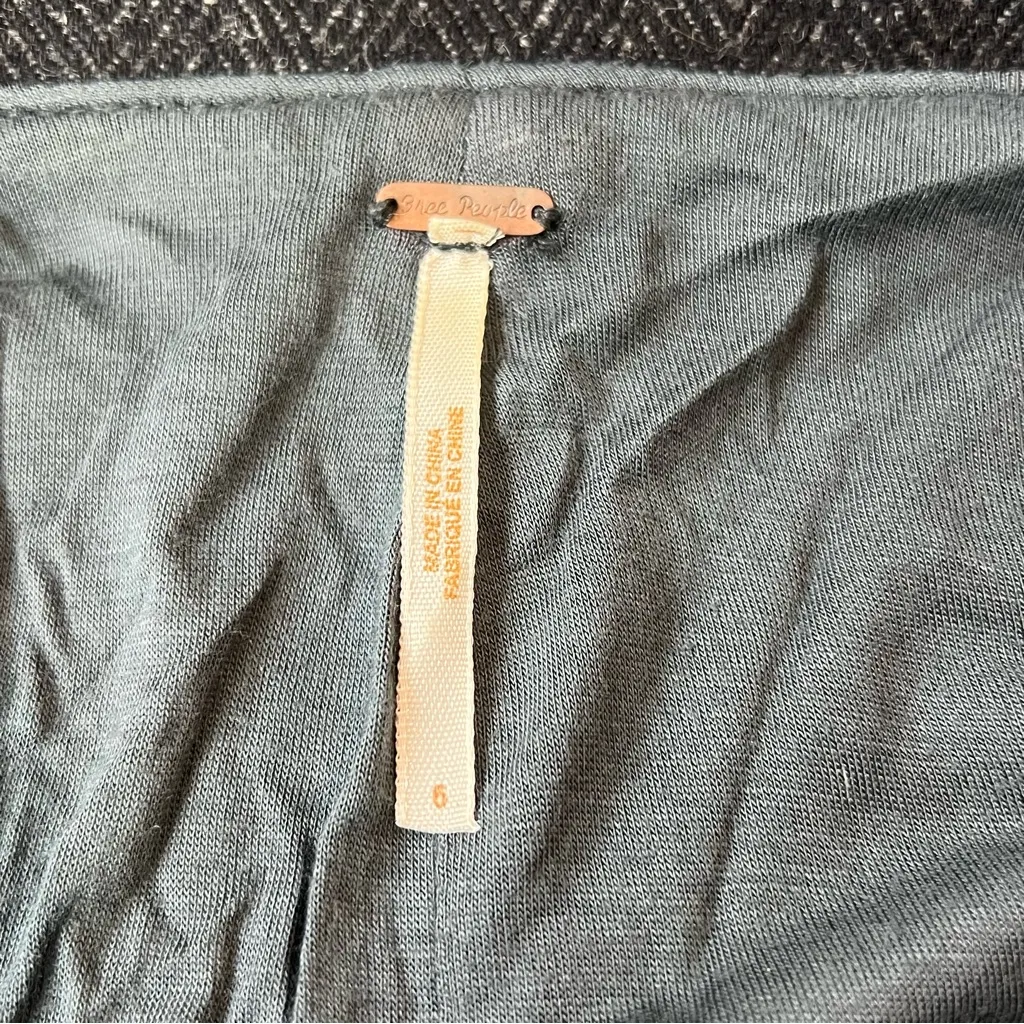 Free People Grey Herringbone Collared Blazer Jacket Size 6 - Image 7