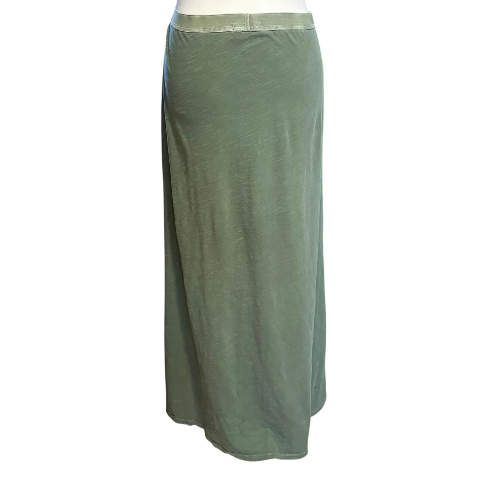 Fresh Produce Plus Size 1X Maxi Skirt Slub Cotton Pull On Green Made in USA - Image 2