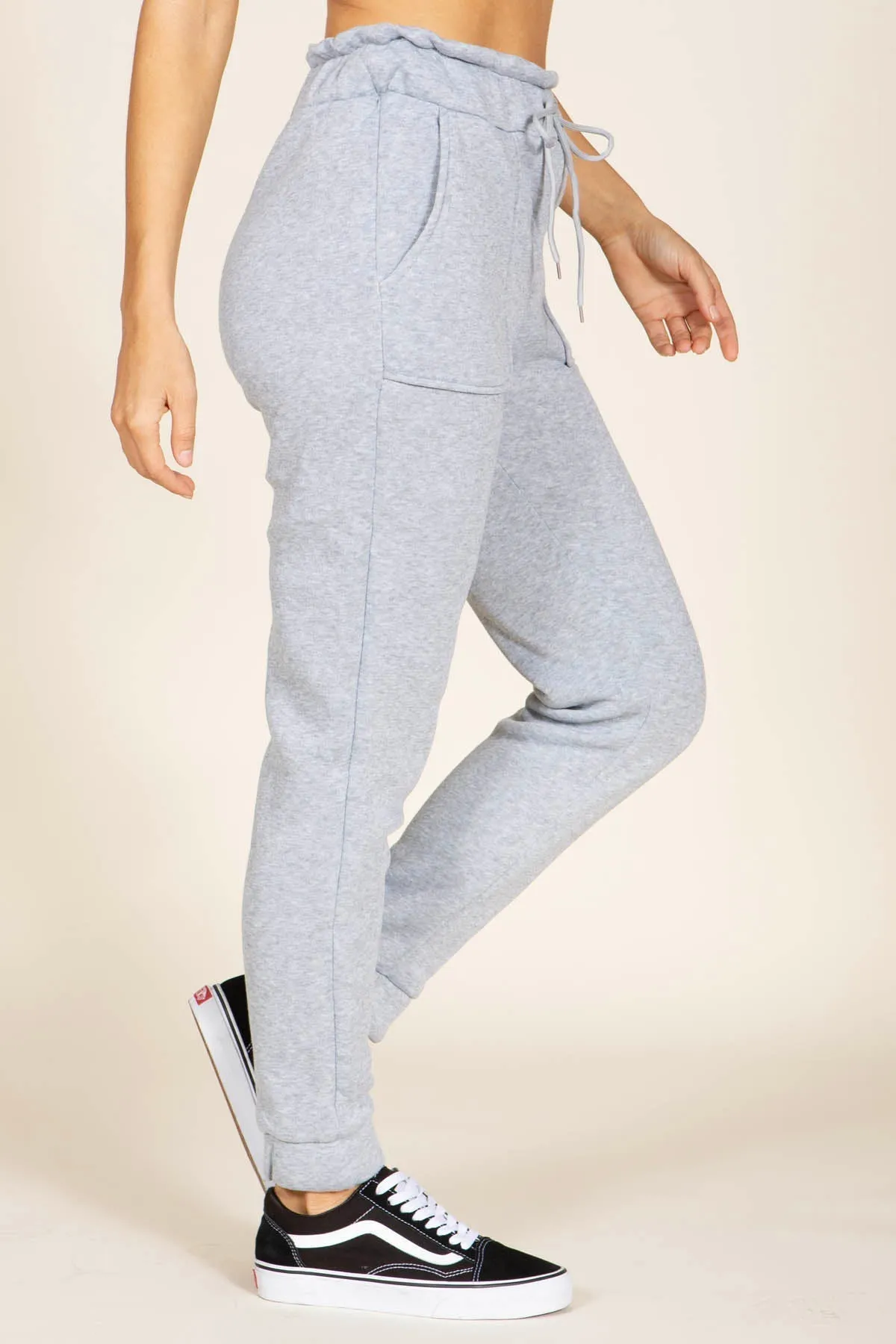 Shosho Paperbag Waist Fleece Lined Sweatpants - Image 2