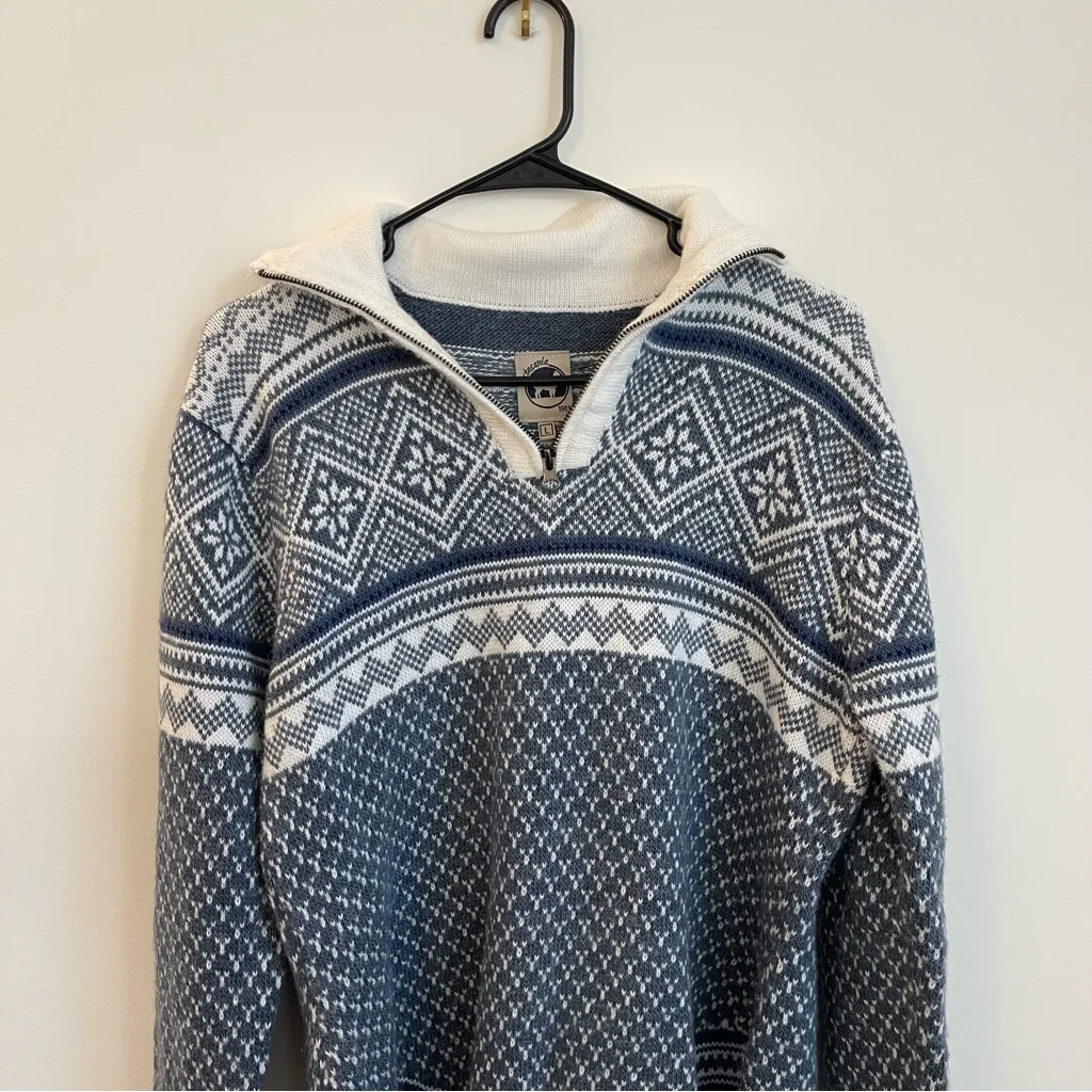 Artesania 1/4 Zip Alpaca Blend Sweater L Peru Made Cottagecore Outdoors Nordic Size L - Image 2