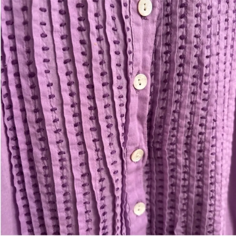 Roller Rabbit Purple Pleated 3/4 Sleeve Embroidered Dress Size Extra Small - Image 5