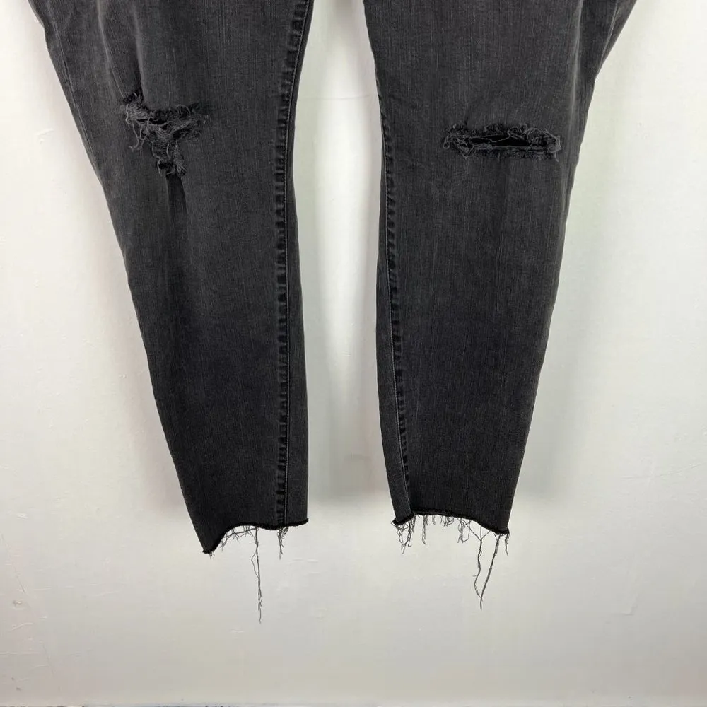 Madewell 9" High-Rise Skinny Jeans in Black Sea Raw Hem Plus Size 37 EUC T2555 - Image 3