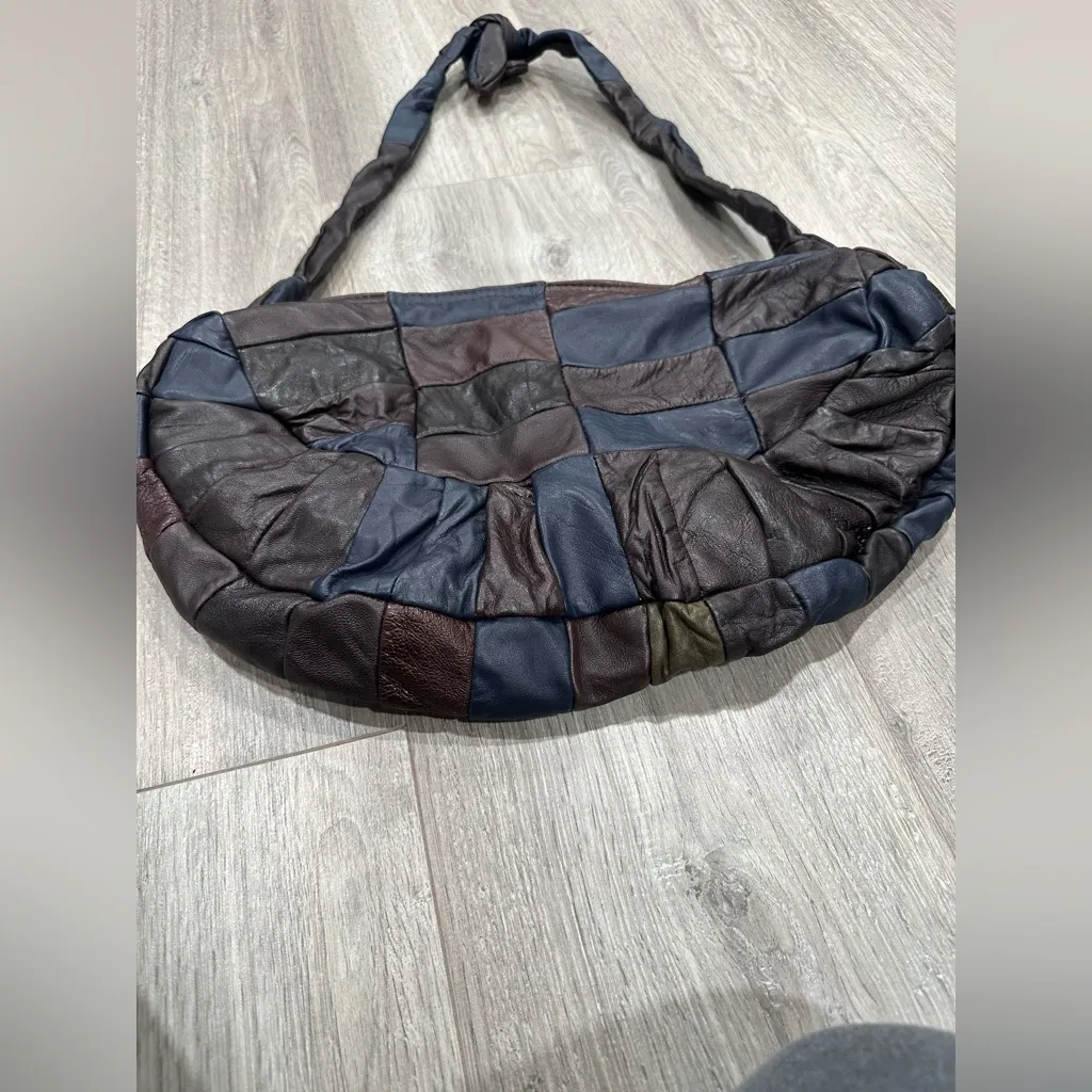 Spain Boho Hobo Leather Black Brown Purse - Image 3