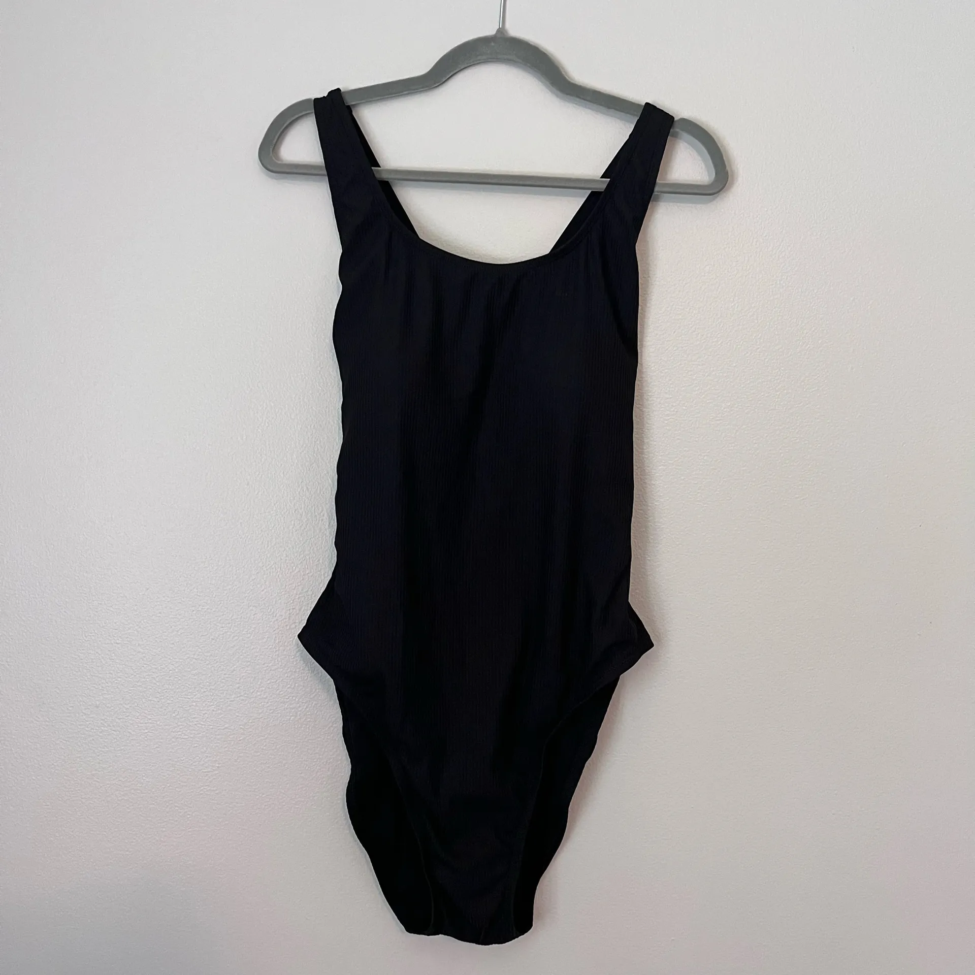 Andie The Ribbed Tulum Scoop Neck One Piece Cross Back Swimsuit Black XXL - Image 2